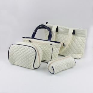 韓版格紋風尚 高檔橫款方型化妝包四件套，廠家直銷盡顯品質